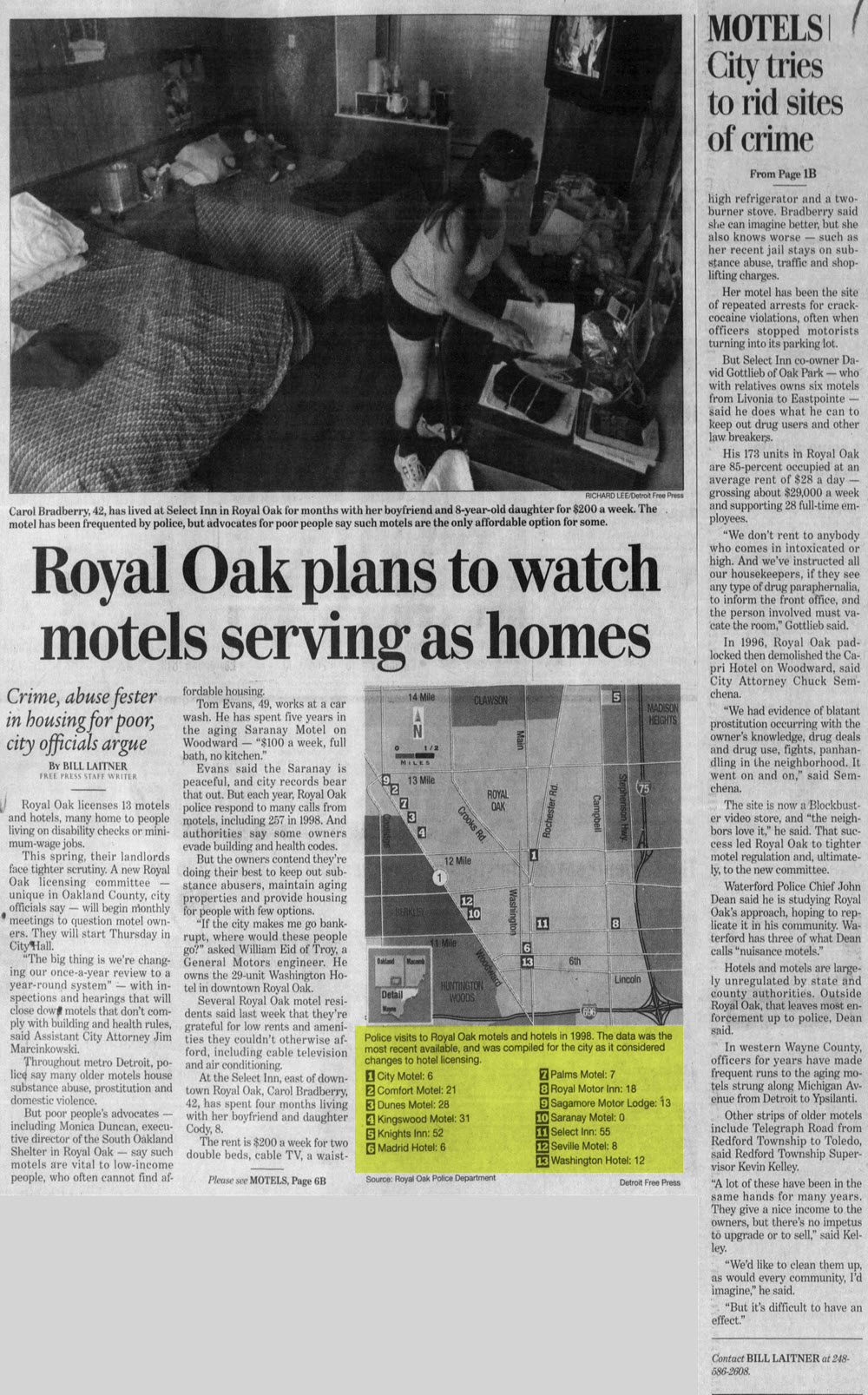 Washington Hotel - June 2000 Article On Motel Situation